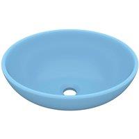 Berkfield Home Luxury Basin Oval-shaped Matt Light Blue 40x33 cm Ceramic