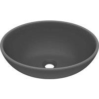 Berkfield Home Luxury Basin Oval-shaped Matt Dark Grey 40x33 cm Ceramic