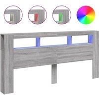 Berkfield Home LED Headboard Grey Sonoma 220x18.5x103.5 cm Engineered Wood