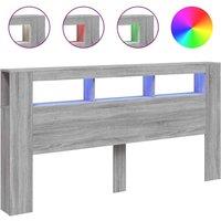 Berkfield Home LED Headboard Grey Sonoma 200 cm Engineered Wood