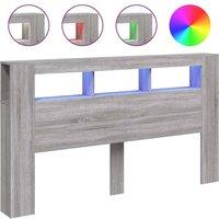 Berkfield Home LED Headboard Grey Sonoma 180x18.5x103.5 cm Engineered Wood