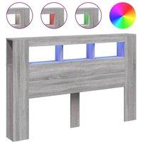 Berkfield Home LED Headboard Grey Sonoma 160x18.5x103.5 cm Engineered Wood