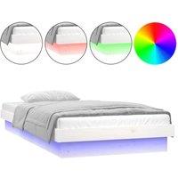 Berkfield Home LED Bed Frame without Mattress White Single Solid Wood