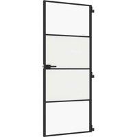 Berkfield Home Interior Door Slim Black 83x201.5 cm Tempered Glass & Aluminium
