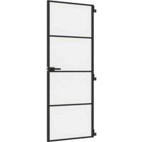Berkfield Home Interior Door Slim Black 76x201.5 cm Tempered Glass & Aluminium
