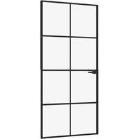 Berkfield Home Interior Door Black 93x201.5 cm Tempered Glass&Aluminium