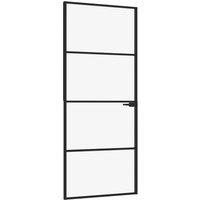 Berkfield Home Interior Door Black 83x201.5 cm Tempered Glass&Aluminium