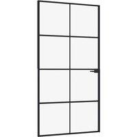 Berkfield Home Interior Door Black 102x201.5 cm Tempered Glass&Aluminium