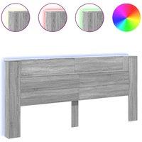 Berkfield Home Headboard Cabinet with LED Grey Sonoma 220x16.5x103.5 cm