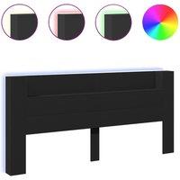 Berkfield Home Headboard Cabinet with LED Black 220x16.5x103.5 cm
