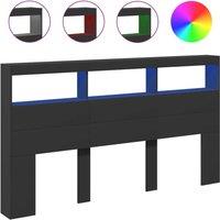 Berkfield Home Headboard Cabinet with LED Black 180x17x102 cm | Size: 180 x 17 x 102 cm