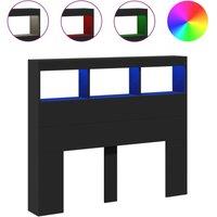 Berkfield Home Headboard Cabinet with LED Black 120x17x102 cm | Size: 120 x 17 x 102 cm