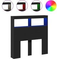 Berkfield Home Headboard Cabinet with LED Black 100x17x102 cm | Size: 100 x 17 x 102 cm