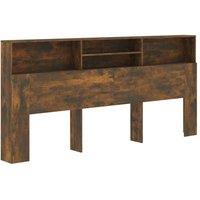Berkfield Home Headboard Cabinet Smoked Oak 220x19x103.5 cm in Brown