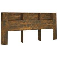 Berkfield Home Headboard Cabinet Smoked Oak 220x18.5x104.5 cm in Brown