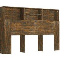 Berkfield Home Headboard Cabinet Smoked Oak 160x19x103.5 cm in Brown