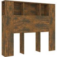 Berkfield Home Headboard Cabinet Smoked Oak 120x18.5x104.5 cm in Brown