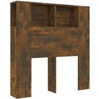 Berkfield Home Headboard Cabinet Smoked Oak 100x18.5x104.5 cm in Brown