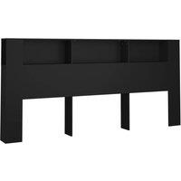 Berkfield Home Headboard Cabinet Black 220x18.5x104.5 cm