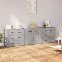Berkfield Home Sideboards 3 pcs Grey Sonoma Engineered Wood