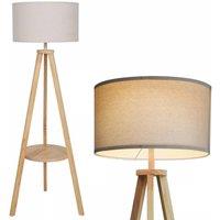 Kelvenix Tripod Floor Lamp Free Standing Light with Linen Shade in Natural