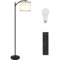 Kelvenix Floor Lamp Free Standing Light with Bulb Linen Shade in Black