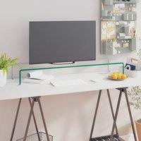 Berkfield Home TV Stand/Monitor Riser Glass Clear 100x30x13 cm | Size: 100 x 30 x 13 cm