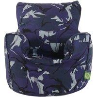 Bean Lazy Men's Cotton Blue Urban Camo Bean Bag Arm Chair with Beans Child / Teen size in Dark Blue | Size: Large