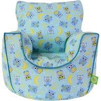 Bean Lazy Men's Cotton Blue Owl Bean Bag Arm Chair with Beans Child / Teen size in Light Blue | Size: Large