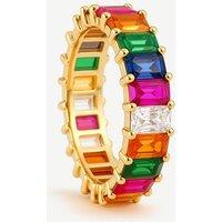 MUCHV Women's Gold Rainbow Ring - Colourful Gemstone Women's Jewellery | Size: Small