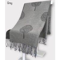 My Posh Shop Women's Gift Boxed Cashmere Tree Of Life Scarf in Grey