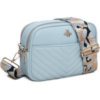 Fontanella Fashion Women's Bee Badge Quilted Double Zipper Compartment Tassel Crossbody Handbag in Light Blue