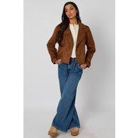 Urban Bliss Women's Cropped Suede Trench in Chocolate | Size: 8