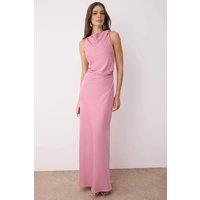 WOVCOR Women's Satin Cowl Neck Sleeveless Maxi Evening Dress in Pink | Size: 8