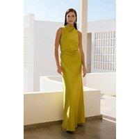 WOVCOR Women's Satin Cowl Neck Sleeveless Maxi Evening Dress in Green | Size: 6