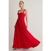 WOVCOR Women's Strappy Bow Back A-Line Maxi Evening Dress in Red | Size: 12