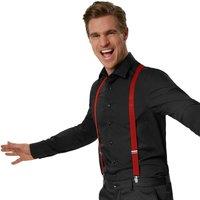 tectake Plain Trouser Braces in Red