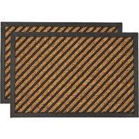 Nicola Spring Heavy Duty Door Mats - 60 x 40cm - Diagonal - Set of 2 in Brown | Size: 40 cm x 60 cm