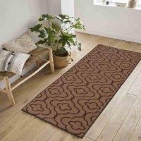 Desire Rugs Anti-Slip Quatrefoil Design Doormat - Machine Washable for Easy Care in Beige | Size: 50 cm x 80 cm