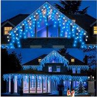 Shatchi 240 White & Blue LED Icicle Christmas Lights - 8 Modes, Auto Timer