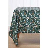 Homescapes Festive Forest Cotton Christmas Tablecloth, 137cm x 178cm in Green | Size: 137 cm x 178 cm
