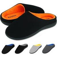 Keplin Memory Foam Slippers Comfortable Indoor House Shoes, Anti-Slip Sole in Black | Size: 9