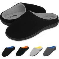 Keplin Memory Foam Slippers Comfortable Indoor House Shoes, Anti-Slip Sole in Jet Black | Size: 12