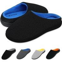 Keplin Memory Foam Slippers Comfortable Indoor House Shoes, Anti-Slip Sole in True Black | Size: 12