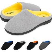 Keplin Memory Foam Slippers Comfortable Indoor House Shoes, Anti-Slip Sole in Grey | Size: 11