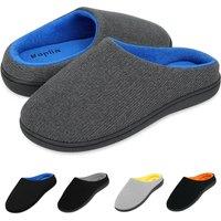 Keplin Memory Foam Slippers Comfortable Indoor House Shoes, Anti-Slip Sole in Dark Grey | Size: 12
