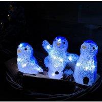 Samuel Alexander 23cm Set of 3 Light up Acrylic Christmas Penguins with 30 Ice White LEDs