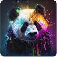 Warren Reed - Designer Panda Face Splashart Colourful Coasters - Set of 4 in Blue