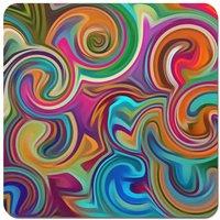Warren Reed - Designer Colourful Wave Pattern Coasters - Set of 4 in Red