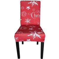 Neel Blue Short Spandex Dining Chair Slipcover - Stars & Snowflakes in Red